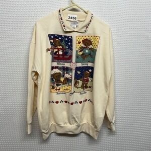 VTG Act III Classics 4 Seasons Bear Peter Pan Collar Sweatshirt Pullover Women M